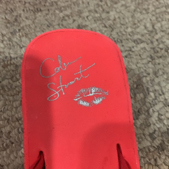 Vtg 90s Y2K Colin Stuart red platform thong sandals sz 9 - Picture 5 of 6